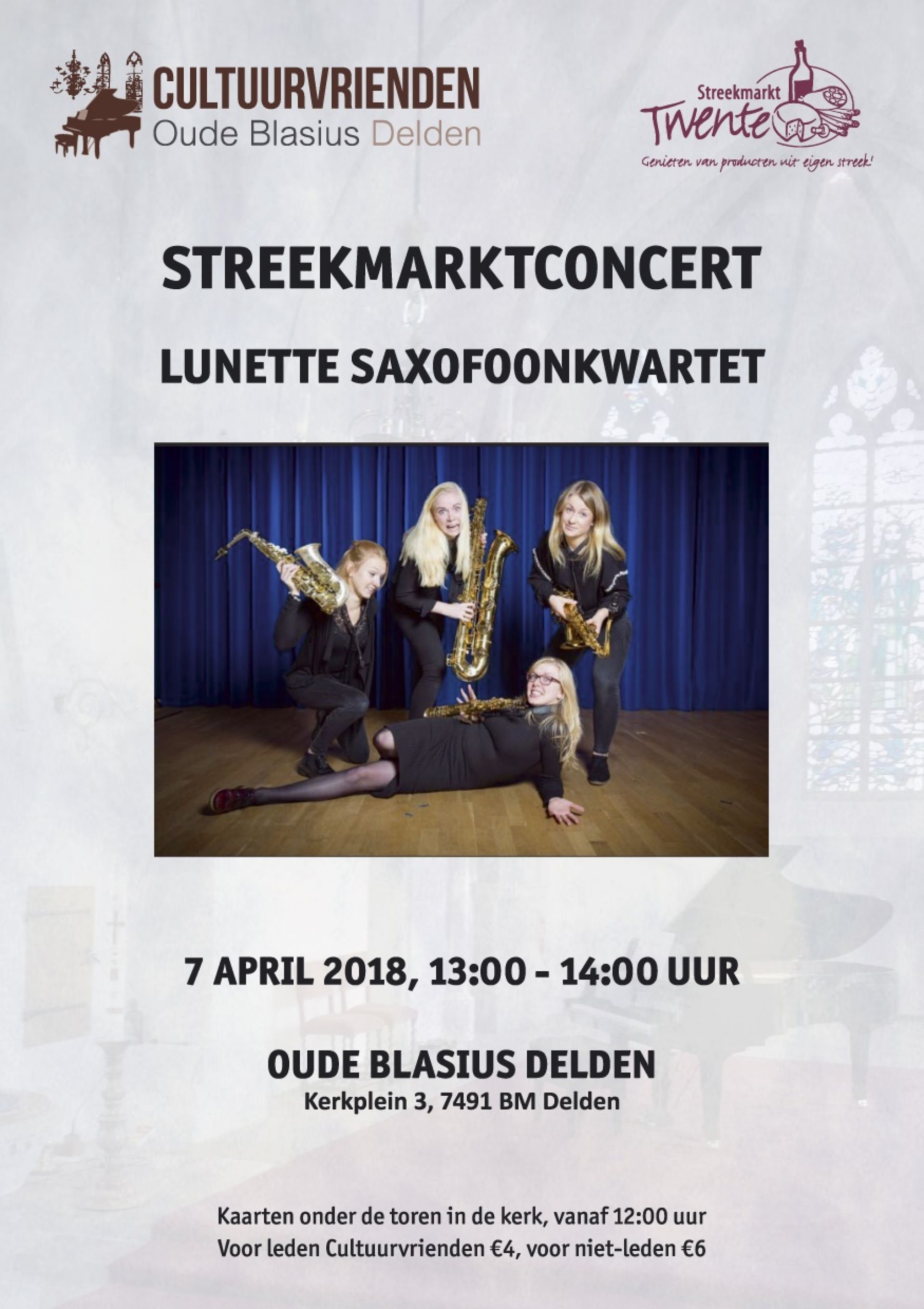 Lunette Saxofoonkwartet bij streekmarktconcert