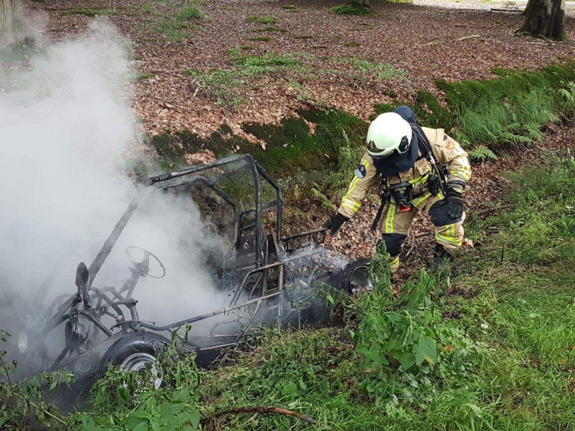 Inzittenden buggy komen met schrik vrij na brand 